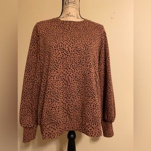 NINE WEST heavier cotton blend long sleeve leopard print tunic LNWOT siz…